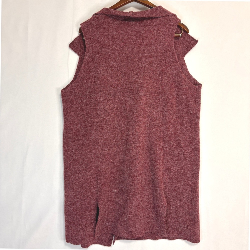 Soft Surroundings Belted Longline Solange Sweater Vest Womens 1X Burgundy Career - Picture 7 of 7